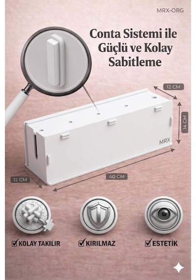 Mrx -org Priz Organizer Kablo Düzenleyici Kutu & Kablo Gizleyici, Dekoratif Beyaz