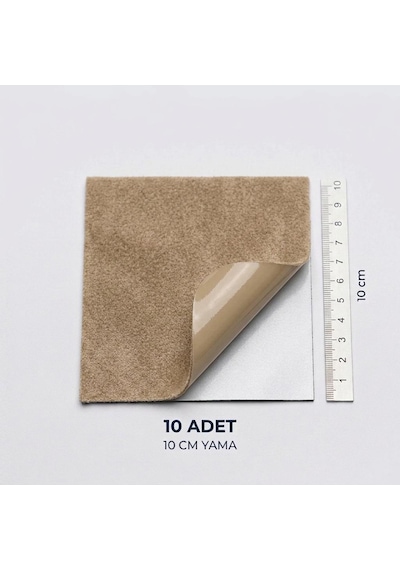 Halfart Kendinden Yapışkanlı Alcantara Tamir Yaması 10x10 Cm 10 Adet Süet Kumaş Deri Koltuk Araba Onarım Yaması Bej