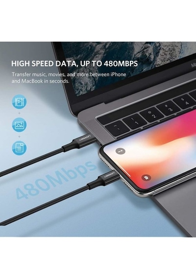 Ugreen Apple Uyumlu iOS iPhone  Type-c To Lightning Data Ve Şarj Kablo