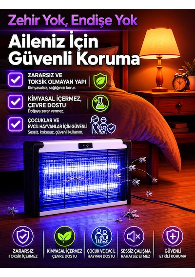 20w Çift Uva Işıklı Elektrikli Sivrisinek Kovucu Sinek Öldürücü Haşere Tuzak Cihazı 001