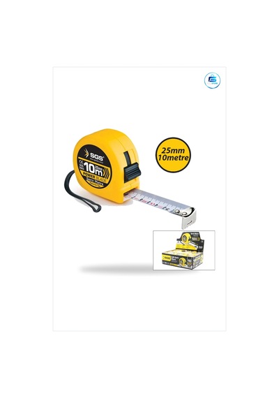 Şerit Metre 10 M X 25 Mm Stoplu Dayanıklı Çelik Plastik Gövdeli Ö