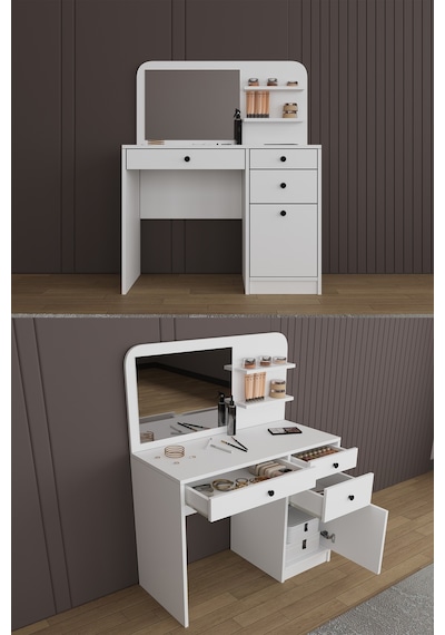 Yatak Odası Takımı 5 Parça %100 Mdf Gardırop Şifonyer Makyaj Masası Komodin Ytk02