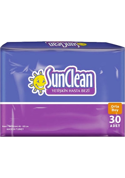 Sunclean Yetişkin Hasta Bezi Medium Orta (30'Lu) Bel Bantlı