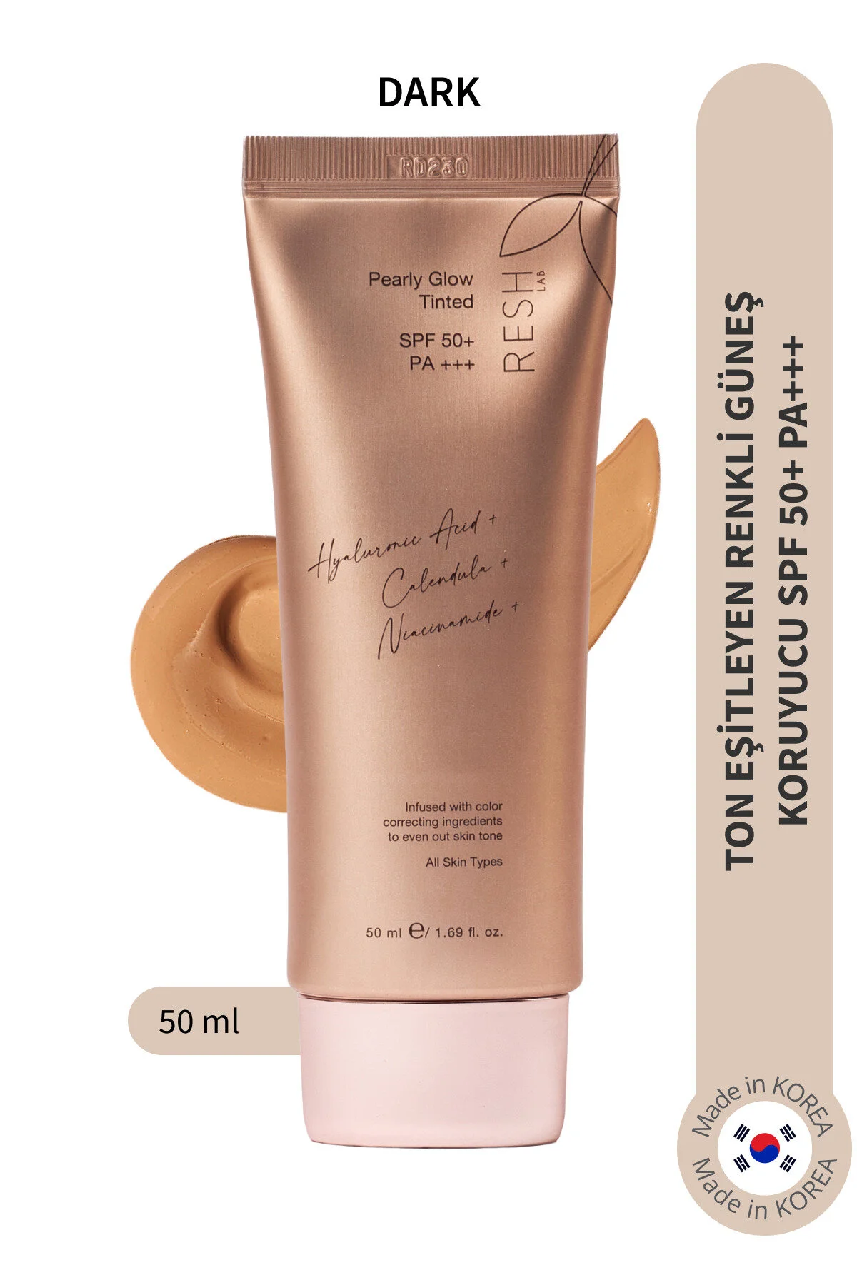 Resh Lab Pearly Glow Tinted Dark Spf50+ Pa+++ Renkli Spf50+ Ton Eşitleyici Güneş Kremi