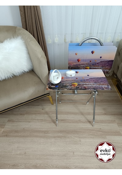 Evko Mobilya Çanta Zigon Sehpa, 4'lü Sehpa, Zigon Sehpa, Servis Sehpası, Camlı Sehpa, Katlanır Sehpa -