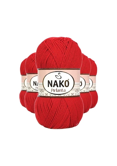 5 Adet Pırlanta Amigurumi El Örgü İpi Yünü Gelincik Kırmızı 6741
