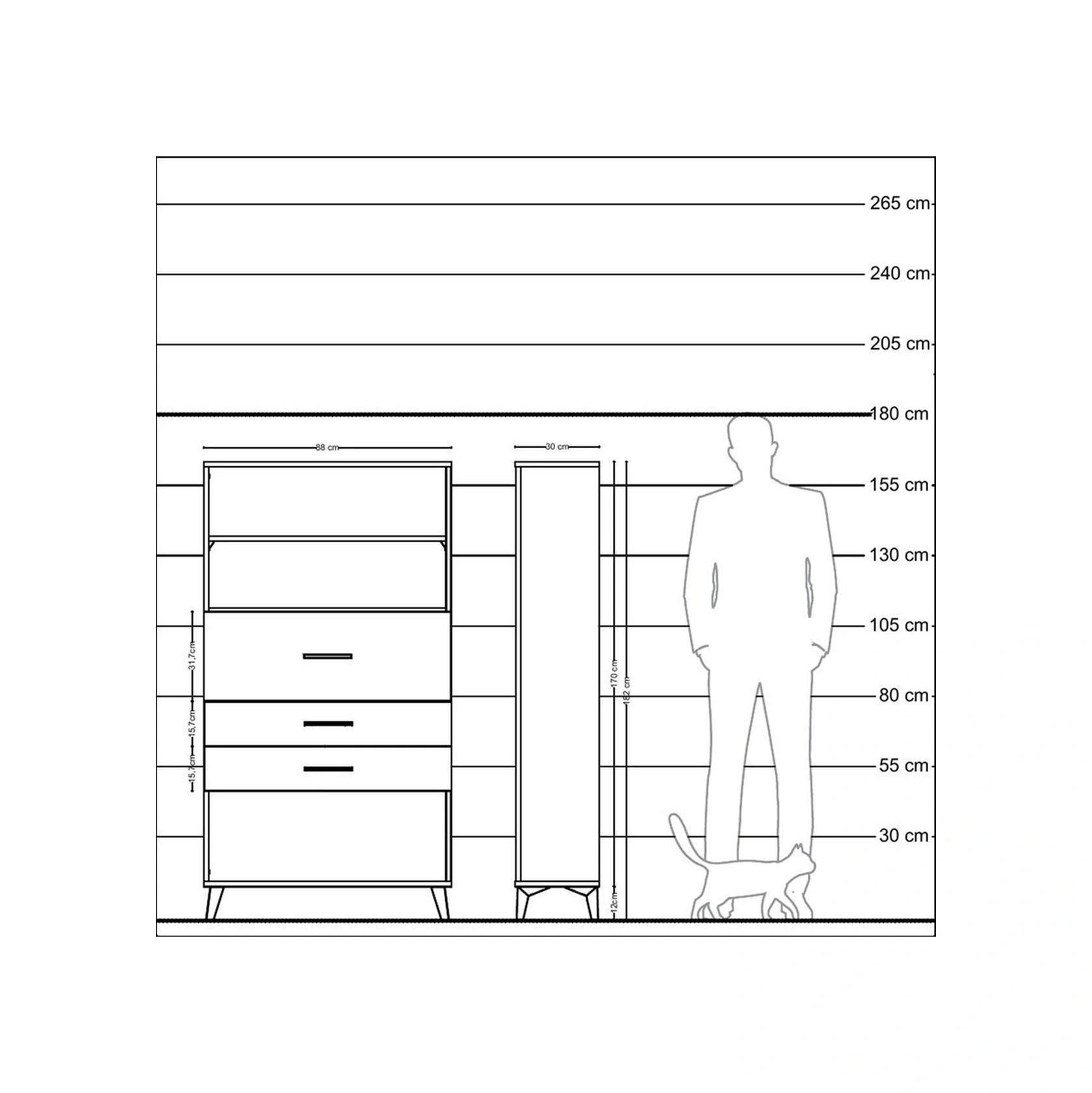 Arges Dolap 2 Raflı 3 Çekmeceli 88x30x163 Aytaşı-çam Aytaşı
