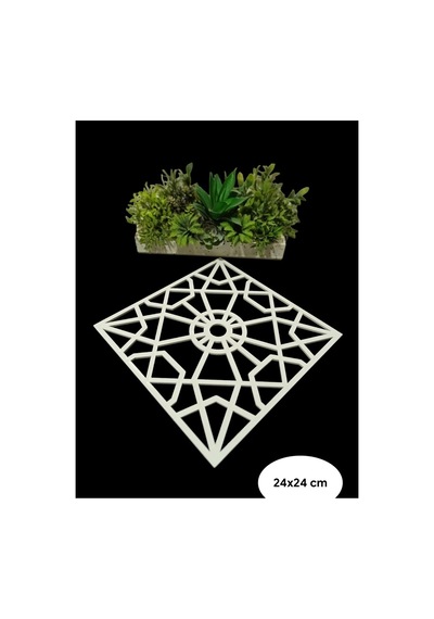 Dekoratif Mobilya Kare Süs Beyaz 24x24 Cm Karışık