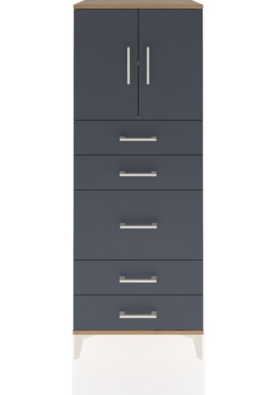 Hyperion Dolap 2 Raflı 5 Çekmeceli 2 Kapaklı 60x44x163 Çam-an... Çam