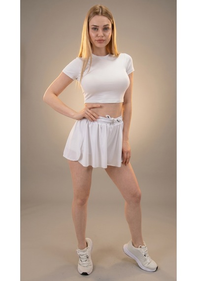 Heyy's Polyamid Mini Beyaz Short Etek Beyaz
