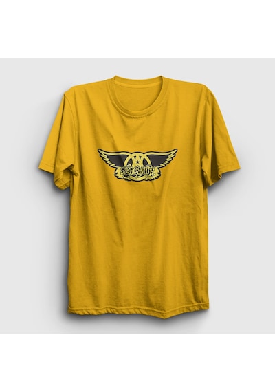 Presmono Unisex Yellow Aerosmith T-shirt Sarı