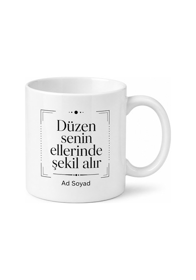 Asistan İçin Kişiye Özel Şık Baskılı Kupa Bardak Ofis Hediyesi Beyaz / Çok Renkli