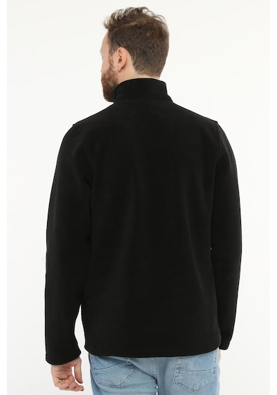 Uniprom Erkek Normal Kesim Dik Yaka Yarım Fermuarlı Polar Sweatshirt Siyah