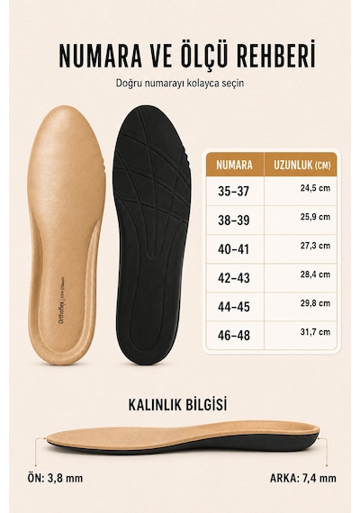 Of01 Slim Classic İnce, Ter Emici, Nefes Alan Ve Darbe Emici Günlük Ortopedik Ayakkabı Tabanlığı