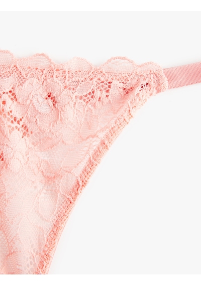 Koton Dantel Detaylı String Külot Pembe 6slk30147mk Gül
