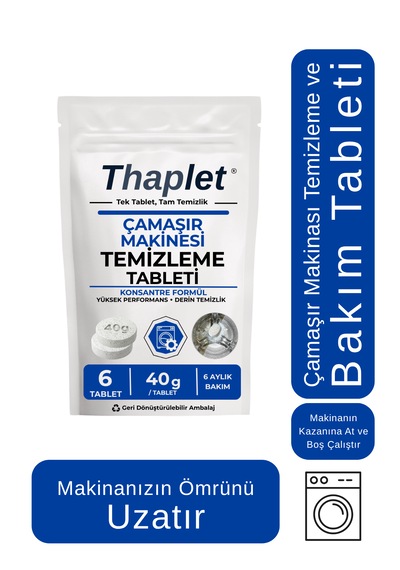 Thaplet Çamaşır Makinesi Temizleme Tableti 6 Aylık Bakım Tableti
