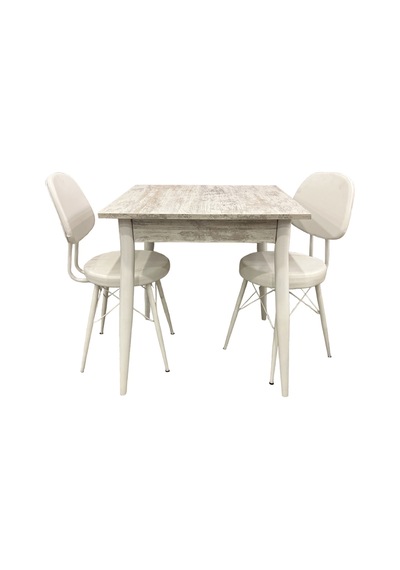 Mendel Masa Ve Eyfel Sandalye Takımı, Kristal, 70x70 Beyaz