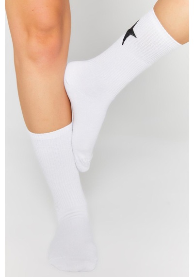 Bamboo Star Bambu Kadın Beyaz Tenis Kolej Yıldız Desenli Premium Dikişsiz Soket Beyaz Çorap 3 Lü Premium Paket