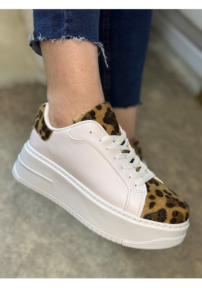 Günlük Kadın Sneaker Bağcıklı Hafif Kalın Yüksek Tabanlı Leopar Detaylı Yürüyüş Spor Ayakkabı 065 Beyaz Leopar Leopar Günlük Kadın Sneaker Bağcıklı Hafif Kalın Yüksek Tabanlı Leopar Detaylı Yürüyüş Spor Ayakkabı 065 Beyaz Leopar Leopar