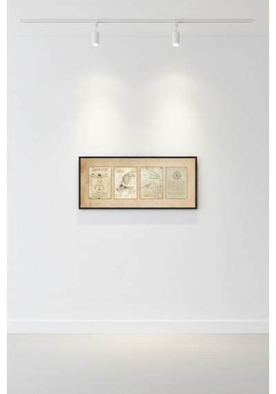 Leonardo Da Vinci Çizimleri Tablo Çerçeveli Vintage Sanat Tablosu Ofis Salon Duvar Dekoru