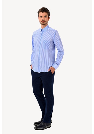Erkek Mavi Uzun Kol Regular Fit Gömlek