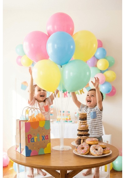 7 Li Şeffaf Balon Standı 70 Cm Masa Üstü Balon Tutucu