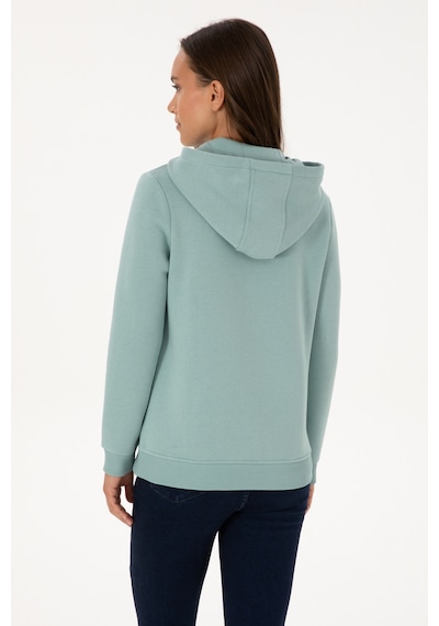 U.S. Polo Assn. Kadın Mint Şardonlu Kapüşonlu Basic Sweatshirt 50313566-VR090