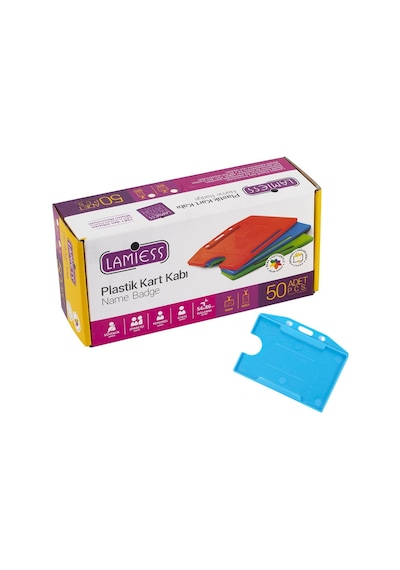 Lamiess Lms 214 Yatay Plastik Kart Kabı Turkuaz 50'Li