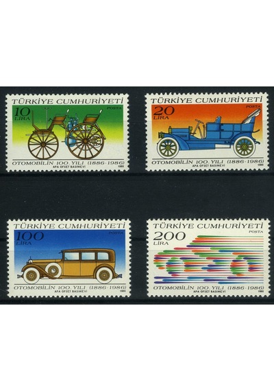 Koleksiyon Pulları,1986 Tc Otomobilin 100.yılı,damgasız 4 Pul Tam Seri,n11-19