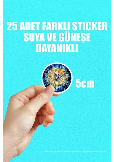 Vitray Stained Glass Temalı Telefon Laptop Bullet Journal Yapışkanlı Folyo Sticker Paketi 25 Adet Çok Renkli