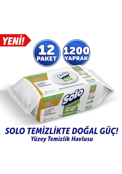 Solo Beyaz Sabun Ferahlığı Yüzey Temizlik Havlusu 12'li