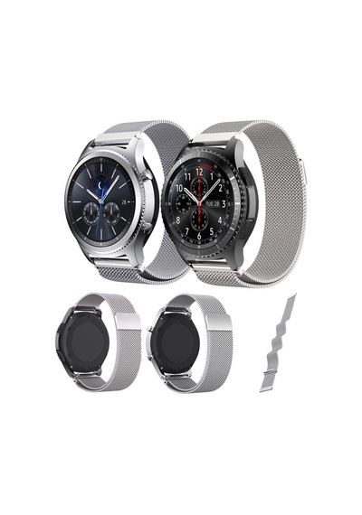 Samsung Uyumlu Gear S3 Kordon Frontier & Classic Metal Örme Kayış