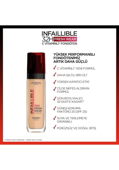 Infaillible 32h Fresh Wear C Vitaminli Fondöten - 220 Sable Sand 30 Ml Belirtilmemiş