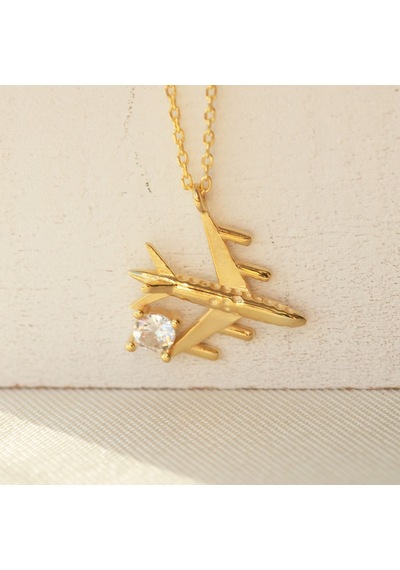 Uçak Kolye 718956 Gold Gümüş