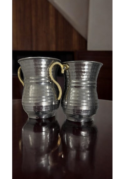 6 Lı Krom Ayran Bardağı, Büyük Boy, Bakır Görünümlü Bardak, Krom
