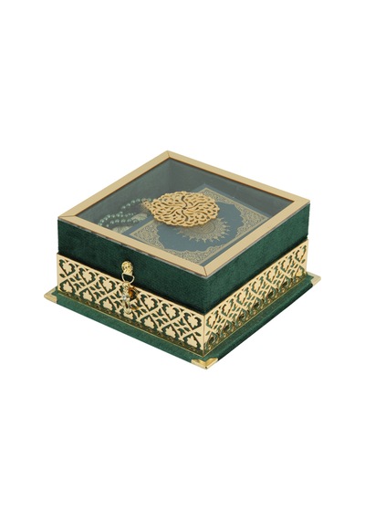 17x17x8 Cm Camlı Seccade Kuran-ı Kerim Tesbih Kutusu 4