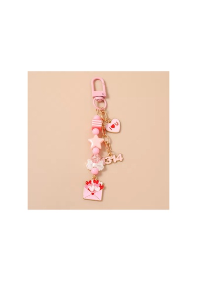 Pembe Kalpli Ve Boncuklu Çanta Charmı & Anahtarlık Sevimli Aksesuar Altın 86032395