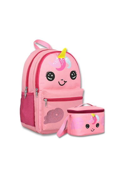 Ümit Çanta Kız Çocuk Sevimli Unicorn Desenli Okul Çantası+beslenme Çantası Seti - Setumt6042b Pembe