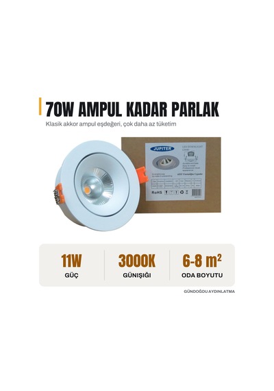 Jupıter Hareketli Led Spot Armatürü Beyaz 3000k Gün Işığı - Ls440