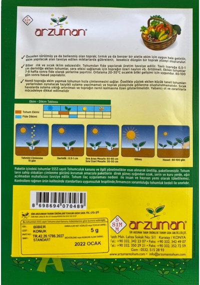 Arzuman Kırmızı Domates Biberi Tohumu 5 Gr