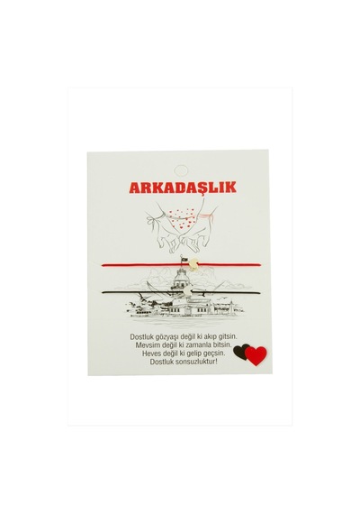 Kalp Arkadaşlık İp Bileklik 2 Adet Kırmızı 30632472