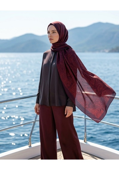 Moda Nuda Heritage Saye Şal Bordo - Zarif Ve Modern