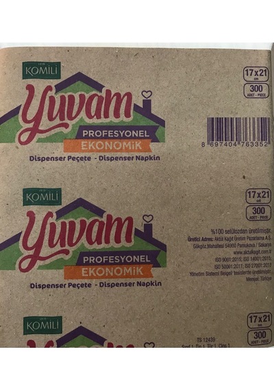 Komili Yuvam Profesyonel Ekonomik Dispenser Peçete 300'lü 12 Paket 17 x 21 CM
