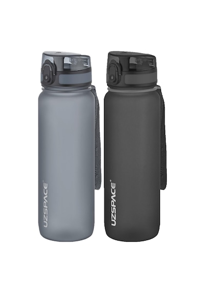 Uzspace 2'li Tritan Matara Seti 800 Ml 14 Farklı Renk Seçeneği Fiftyfifty-3053seta Gri - Siyah