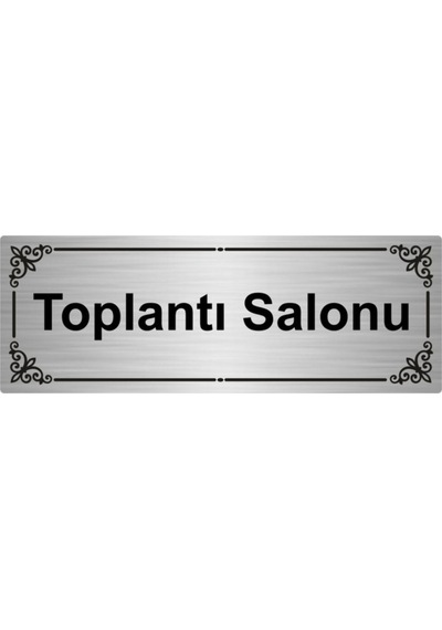 Toplantı Salonu 7x20cm Gümüş Renk Metal Yönlendirme Levhası