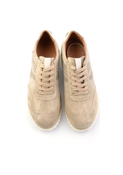 Bambi Bej Hakiki Deri Erkek Sneaker E01811042702