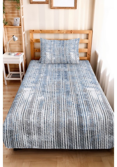 Mavi Çizgili Modern Genç Odası Tek Kişilik Pike Takımı-gri Geometrik 160x220cm Kapitone Yatak Örtüsü Kışlık Gölge Akışı