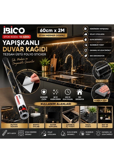 İbico İ13-078 Folyo Sticker Ve Duvar Kağıt 2mt X 60cm Dayanıklı Dekorasyon Tezgah Üstü Diğer