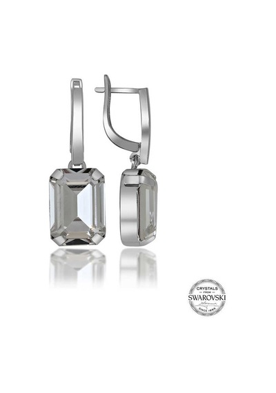 Swarovski Crystal Taşlı Gümüş Beyaz Baget Sallantılı Kadın Küpe Diğer