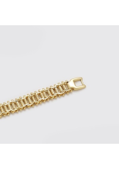 Zirkon Taşlı Geometrik Motifli 14 Ayar Altın Kaplama Kadın Bileklik Gold